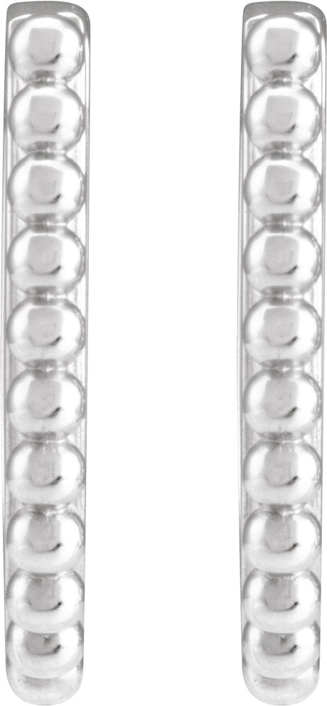 Sterling Silver Beaded 15 mm Hoop Earrings