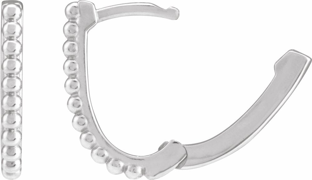 Sterling Silver Beaded 15 mm Hoop Earrings
