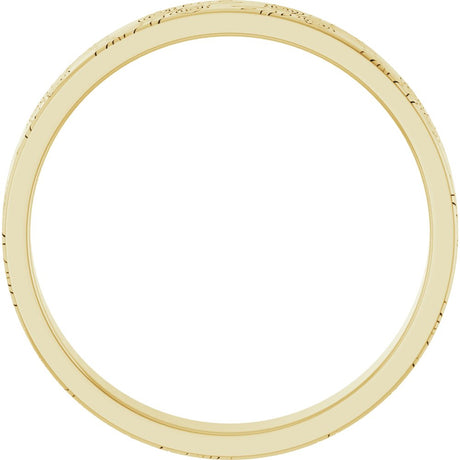 14K Yellow Gold 3 mm Floral Flat Band Size 7