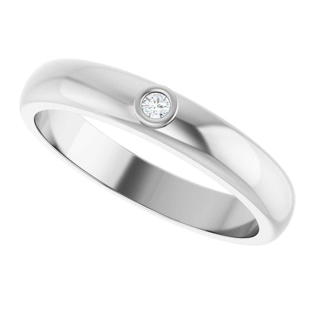 14K White .03 CT Lab Grown Diamond Band Size 10