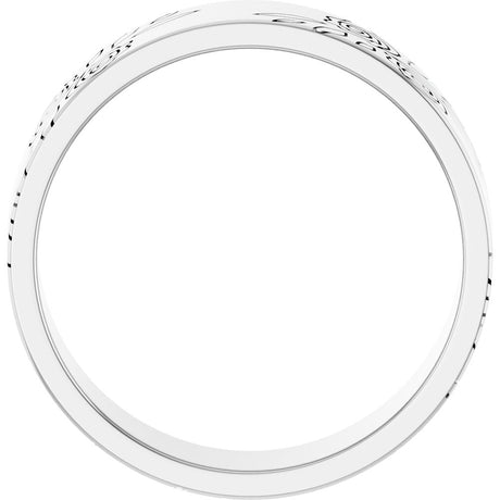 14K White 6 mm Floral Flat Band Size 10