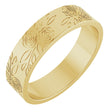 14K Yellow Gold 5 mm Floral Flat Band Size 4.5