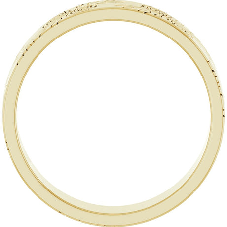 14K Yellow Gold 5 mm Floral Flat Band Size 4.5