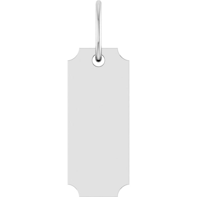 14K White Gold Engravable Dog Tag Pendant