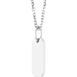 14K White Gold Engravable Dog Tag 16-18" Necklace