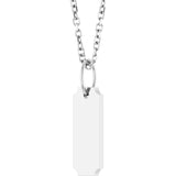 14K White Gold Engravable Dog Tag 16-18" Necklace