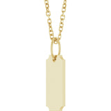 14K Yellow Gold Engravable Dog Tag 16-18" Necklace