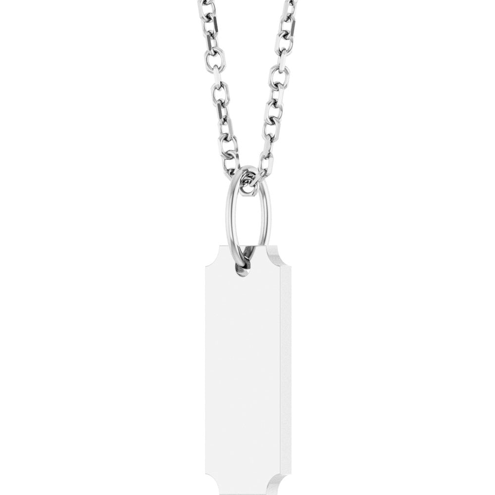 14K White Gold Engravable Dog Tag 16-18" Necklace