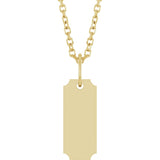 14K Yellow Gold Engravable Dog Tag 16-18" Necklace