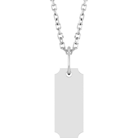 14K White Gold Engravable Dog Tag 16-18" Necklace