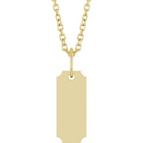 14K Yellow Gold Engravable Dog Tag 16-18" Necklace