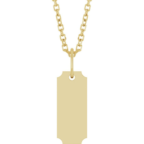 14K Yellow Gold Engravable Dog Tag 16-18" Necklace