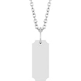 14K White Gold Engravable Dog Tag 16-18" Necklace