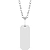 14K White Gold Engravable Dog Tag 16-18" Necklace