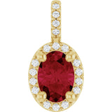 14K Yellow Lab-Grown Ruby & .07 CTW Natural Diamond Halo-Style Pendant