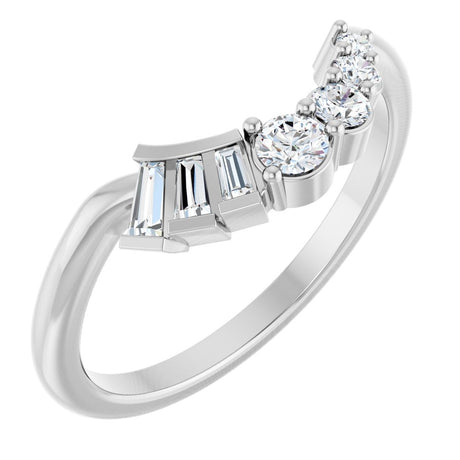 14K White Gold 1/4 CTW Natural Diamond Contour Band