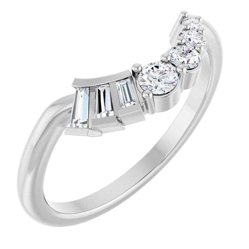 14K White 1/4 CTW Lab-Grown Diamond Contour Band