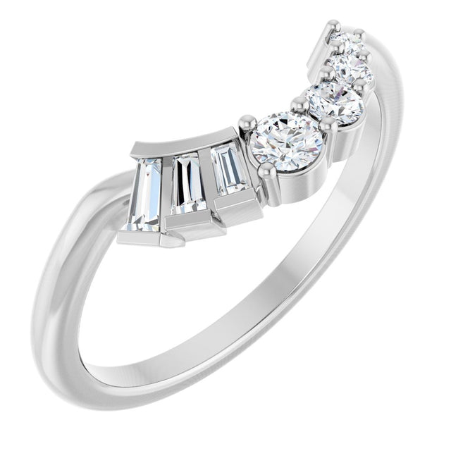 14K White Gold 1/4 CTW Natural Diamond Contour Band