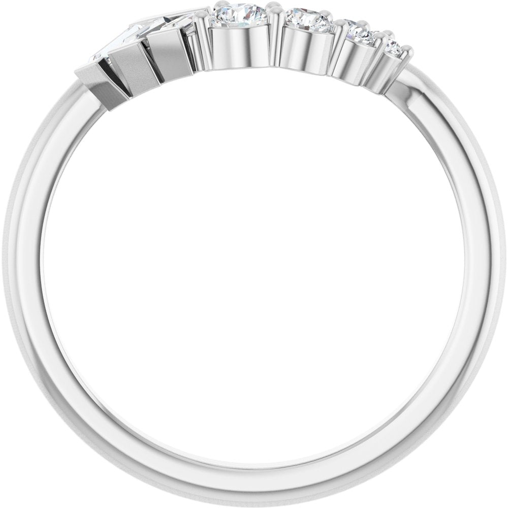 14K White 1/4 CTW Lab-Grown Diamond Contour Band