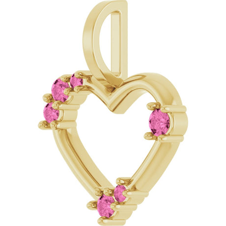 14K Yellow Natural Pink Sapphire Heart Pendant