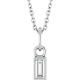 14K White 1/10 CT Natural Diamond Bezel-Set 16-18" Necklace