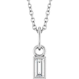 14K White 1/10 CT Natural Diamond Bezel-Set 16-18" Necklace