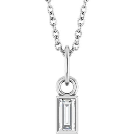 14K White 1/10 CT Natural Diamond Bezel-Set 16-18" Necklace