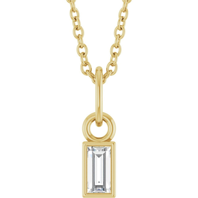 14K Yellow 1/10 CT Lab-Grown Diamond Bezel-Set 16-18" Necklace
