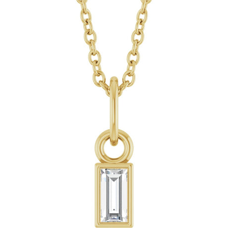 14K Yellow 1/10 CT Natural Diamond Bezel-Set 16-18" Necklace