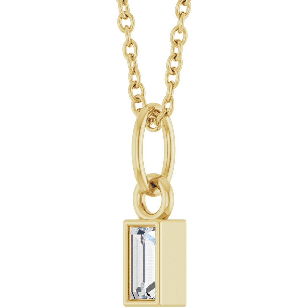 14K Yellow 1/10 CT Natural Diamond Bezel-Set 16-18" Necklace