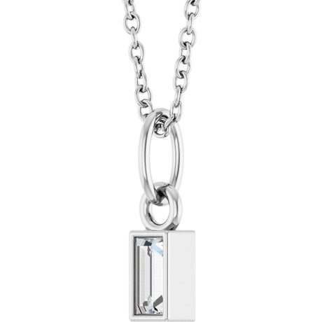 14K White 1/10 CT Lab-Grown Diamond Bezel-Set 16-18" Necklace