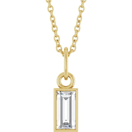 14K Yellow Gold 3/8 CT Lab-Grown Diamond Bezel-Set 16-18" Necklace