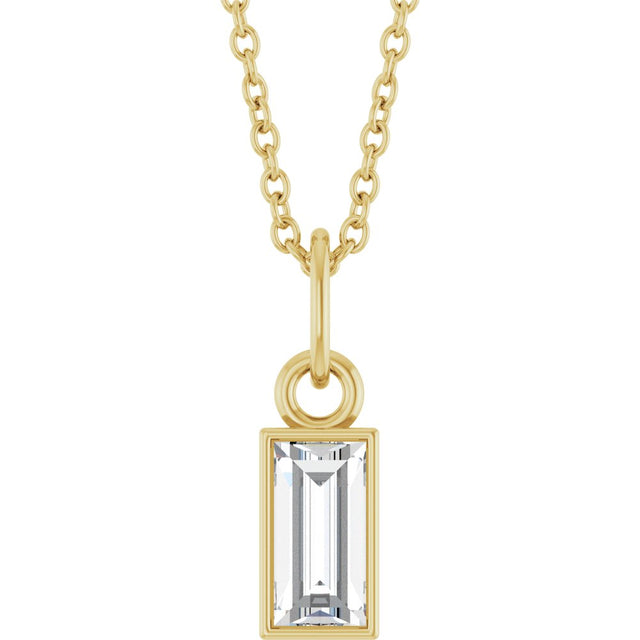 14K Yellow Gold 3/8 CT Lab-Grown Diamond Bezel-Set 16-18" Necklace