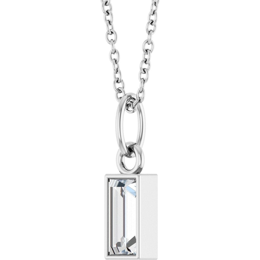 14K White 3/8 CT Lab-Grown Diamond Bezel-Set 16-18" Necklace