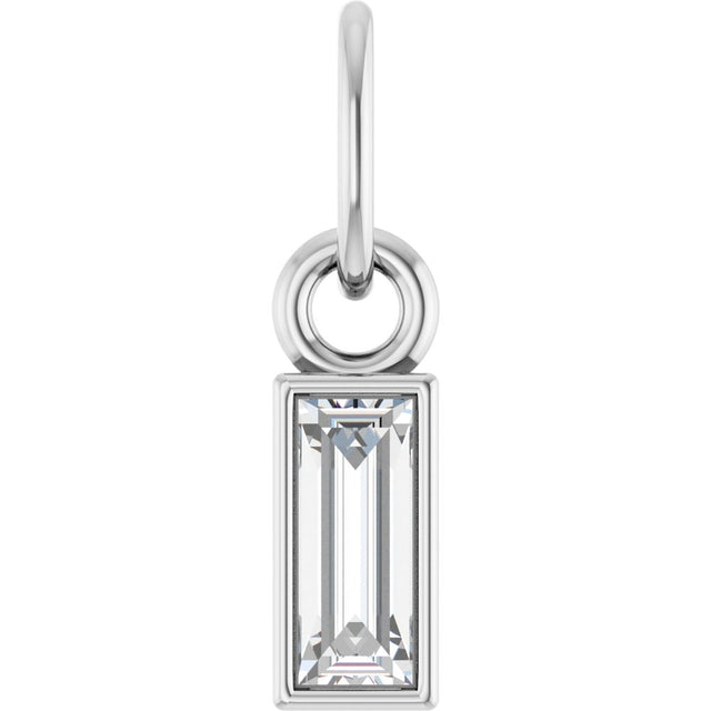 14K White 1/6 CT Natural Diamond Bezel-Set Pendant