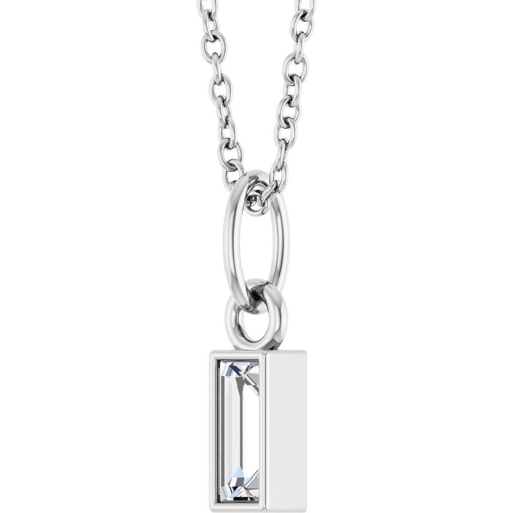 14K White Gold 1/6 CT Natural Diamond Bezel-Set 16-18" Necklace