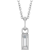 14K White 1/6 CT Lab-Grown Diamond Bezel-Set 16-18" Necklace