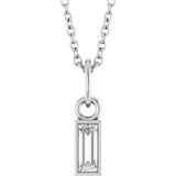 14K White 1/6 CT Lab-Grown Diamond Bezel-Set 16-18" Necklace