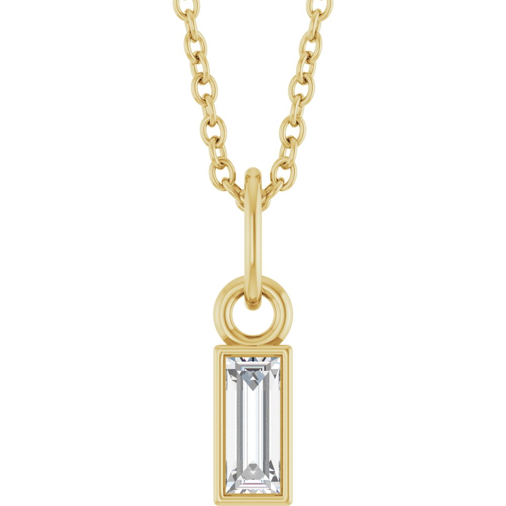 14K Yellow 1/6 CT Lab-Grown Diamond Bezel-Set 16-18" Necklace