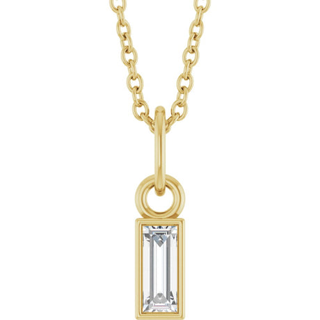 14K Yellow 1/6 CT Lab-Grown Diamond Bezel-Set 16-18" Necklace