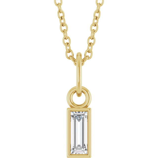 14K Yellow 1/6 CT Lab-Grown Diamond Bezel-Set 16-18" Necklace