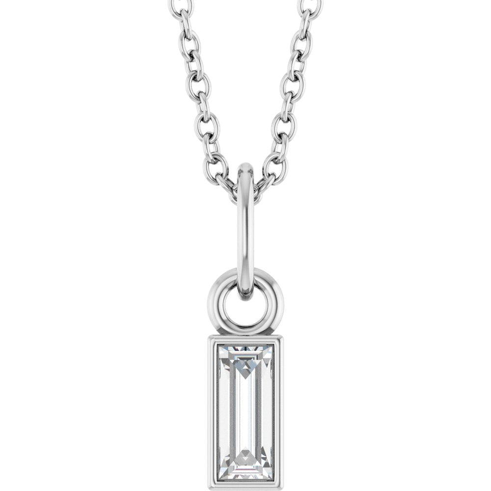 14K White Gold 1/6 CT Natural Diamond Bezel-Set 16-18" Necklace