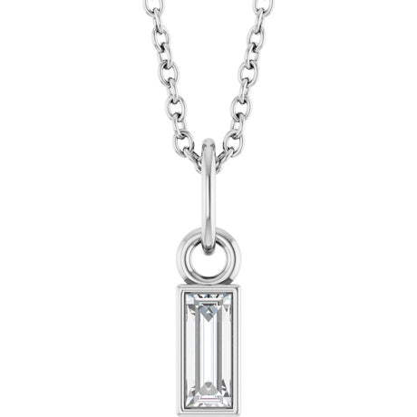 14K White Gold 1/6 CT Natural Diamond Bezel-Set 16-18" Necklace