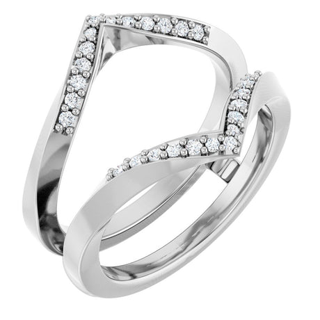 14K White Gold 1/6 CTW Natural Diamond Ring Guard