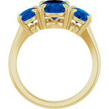 14K Yellow 9x7 mm Oval Lab-Grown Blue Sapphire Three-Stone Ring