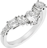 14K White 1 CTW Lab-Grown Diamond Contour Band