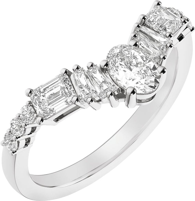 14K White Gold 1 CTW Lab-Grown Diamond Contour Band