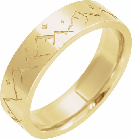 10K Yellow 6 mm Scenic Flat Band Size 6.5
