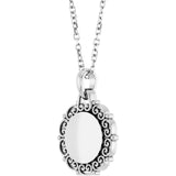 14K White Engravable Scroll 16-18" Necklace