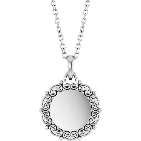 Sterling Silver Engravable Scroll 16-18" Necklace